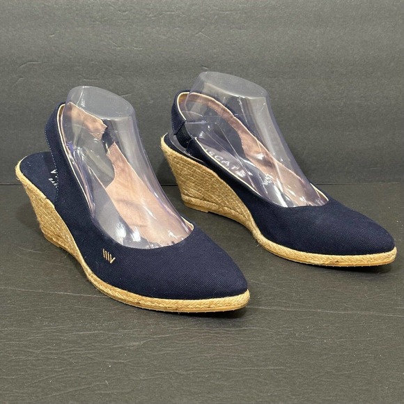 Viscata Barcelona Women's 41/10.5 Blue Pointed Toe Slingback Espadrille Wedges - Picture 11 of 12
